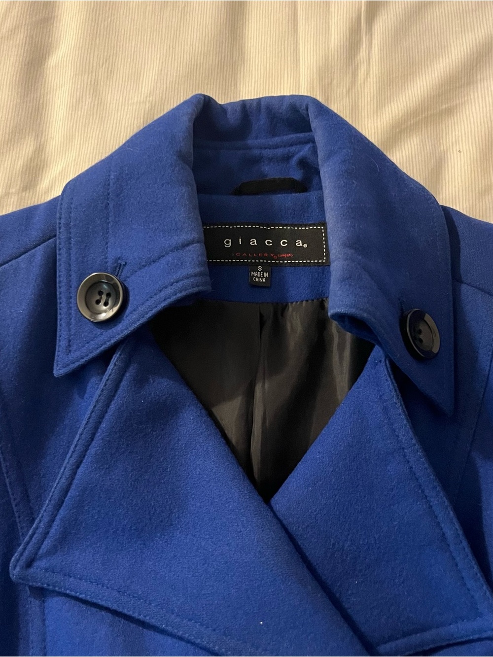 Giacca Women’s Double-Breasted Wool Pea Coat - Royal Blue - Picture 3 of 8